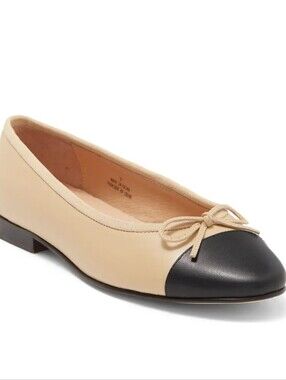 Jeffrey Campbell Arabesque Natural Nude Black Rounded Toe Ballet Flats..Size 5.5